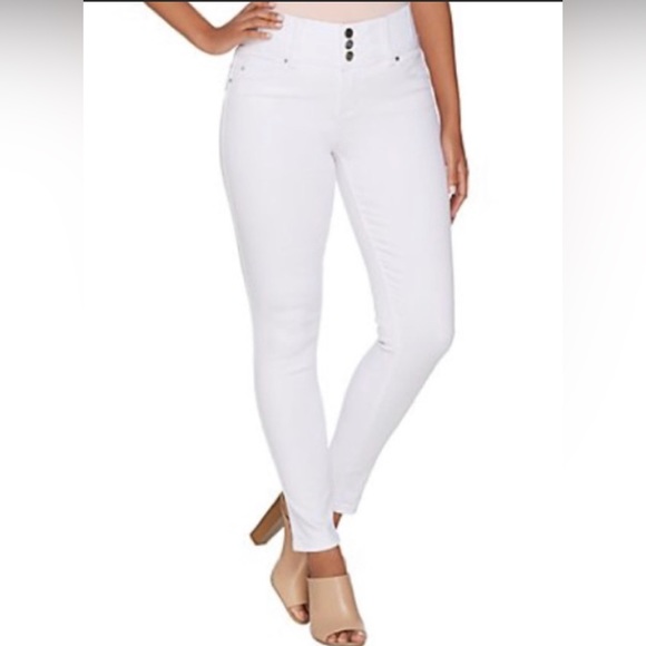 LAURIE FELT SILKY CURVE SKINNY WHITE JEANS WITH VITAL STRETCH TECHNOLOGY XXS - Picture 1 of 16